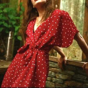 MI AMI Polka-Heart Wrap Peplum Blouse